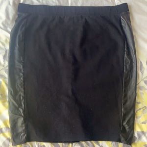 Black Pencil Skirt w/ Faux Leather Sides